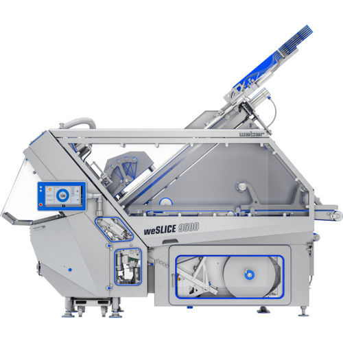 Cortadora de carne - weSLICE 9500 - Weber Maschinenbau - enteramente automática / con hoja curva / de acero inoxidable