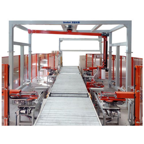 Envolvedora con aplicador de cantoneras - R1800FZ-PL-PCF010A - SHANDONG SINOLION MACHINERY CORP LTD - con brazo giratorio / enteramente automática / para la industria alimentaria y de la bebida