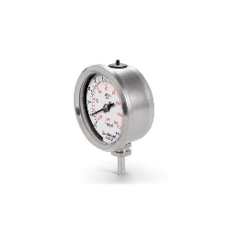 Manómetro de esfera - IMPG50CP1 series - HAM-LET - roscado / de acero inoxidable / de tubo Bourdon de líquido
