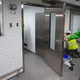 puerta abatible / con bisagra / de acero inoxidable / para sala blanca