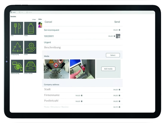 La función de ticket en la aplicación Sesotec: con unos pocos clics, toda la información relevante se transmite directamente desde la aplicación Sesotec a través de un ticket de servicio (Imagen: S...