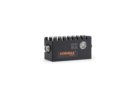 El funcionamiento del LUMIMAX BASIC Strobe junto con el BASIC Controller BFC1 proporciona hasta 30 veces más potencia luminosa que en funcionamiento permanente