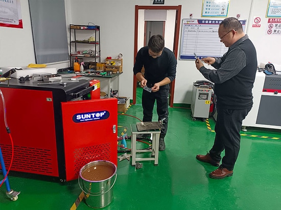 SUNTOP realiza una prueba de soldadura láser en directo para un cliente francés