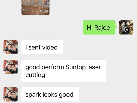 Comentarios positivos de un cliente indonesio sobre Suntop Laser Cutting