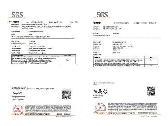 SGS-Un frigorífico energéticamente eficiente Panel de aislamiento al vacío
