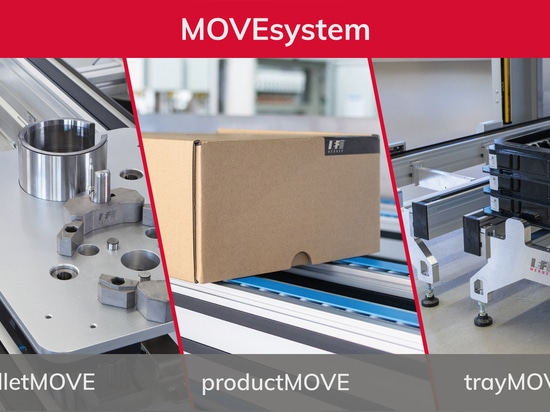posyART se convierte en MOVEsystem: el sistema de transporte se sigue desarrollando en tres áreas: palletMOVE, productMOVE y trayMOVE.
