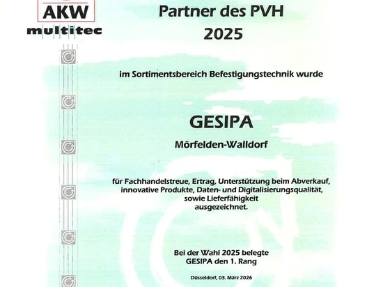 GESIPA® obtiene el primer puesto en el Premio PVH a los socios