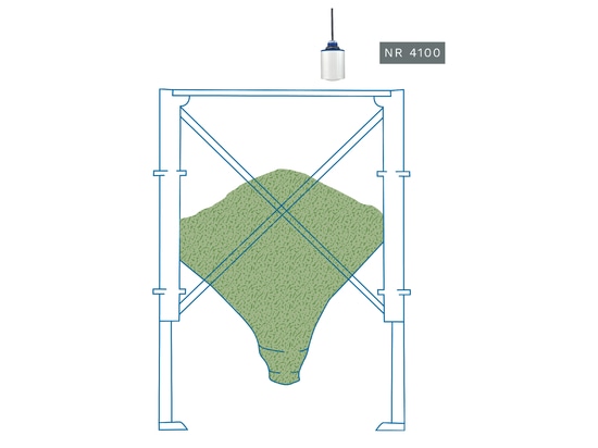 NivoRadar® 4100 en un silo textil con gránulos