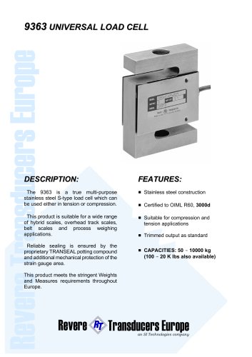 Model: 9363/363 tension/compression S beam load cell 