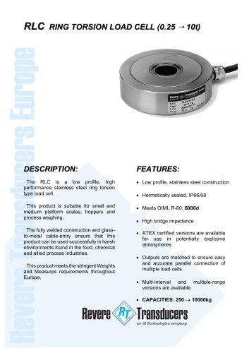 RLC RING TORSION LOAD CELL (0.25 -> 10t)