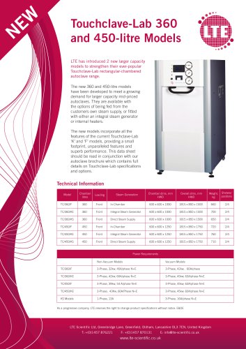 Touchclave Lab 360 & 450 Litre Autoclave