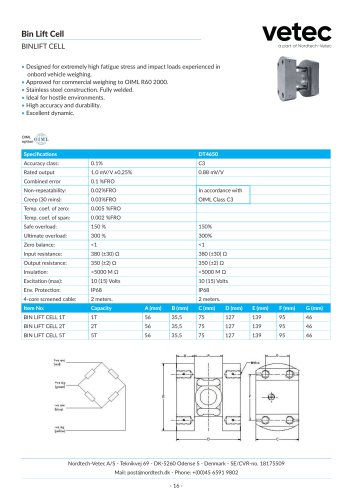 Bin lift load cell