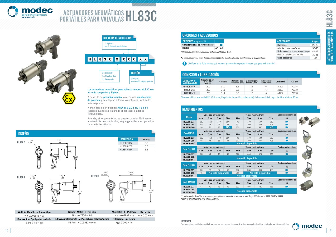 Actuador port&aacute;tiles de v&aacute;lvulas Neum&aacute;tico HL83C ATEX - MODEC