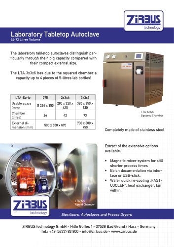 Laboratory Tabletop Autoclave 24-72 Litres Volume