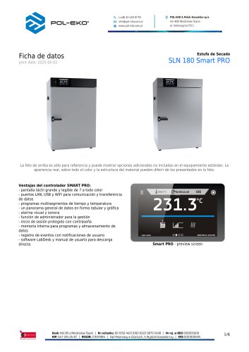 Estufa de Secado SLN 180 Smart PRO