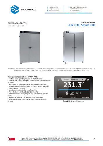 Estufa de Secado SLW 1000 Smart PRO