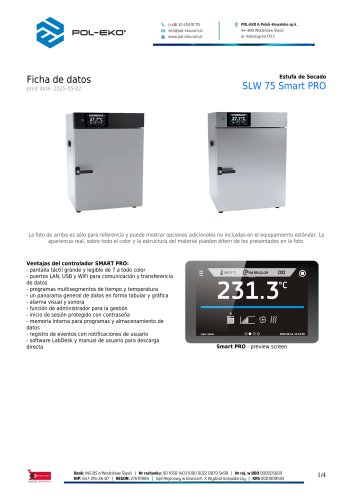 Estufa de Secado SLW 75 Smart PRO