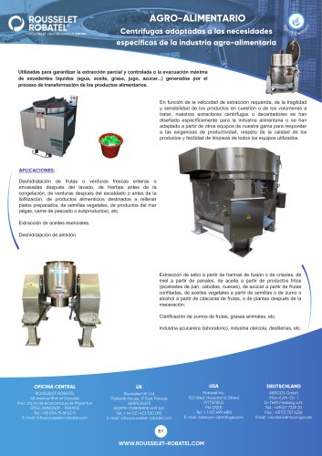 Agro-alimentario: centrifugas adaptadas a las necesidades especificas de la industria agro-alimentaria