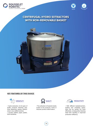 Centrifugal hydro extractors with non-removable basket