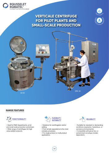 Verticale centrifuge for pilot plants and small-scale production
