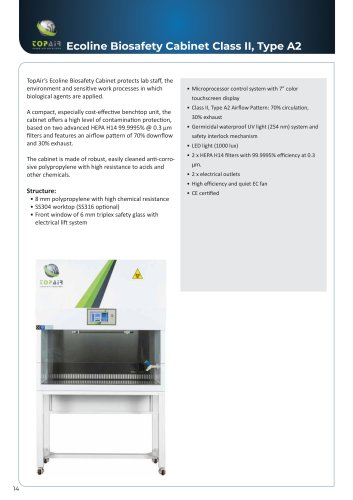 Ecoline Biosafety Cabinet Class II, Type A2