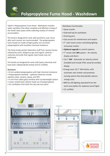 Polypropylene Fume Hood - Washdown