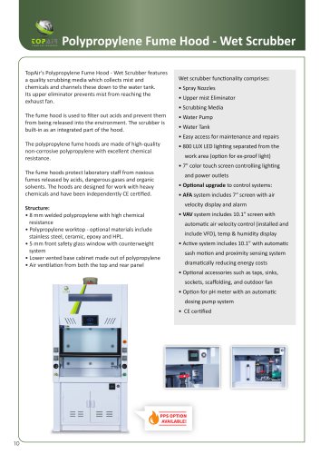 Polypropylene Fume Hood - Wet Scrubber