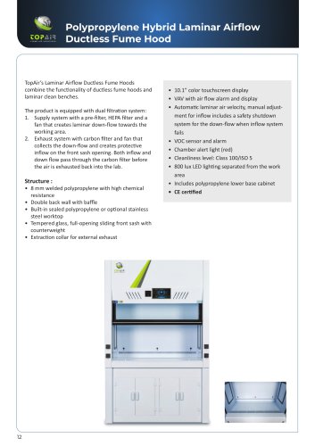 Polypropylene Hybrid Laminar Airflow Ductless Fume Hood