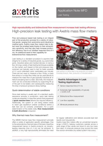 High-precision leak testing with Axetris mass flow meters