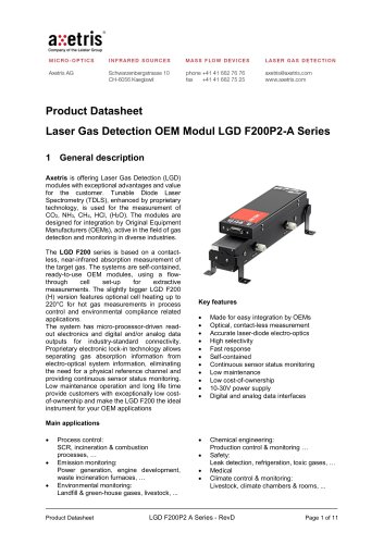 Laser Gas Detection OEM Modul LGD F200P2-A Series