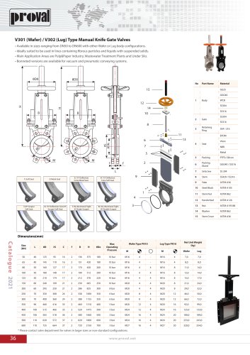 V301 (Wafer) / V302 (Lug) Type Manual Knife Gate Valves