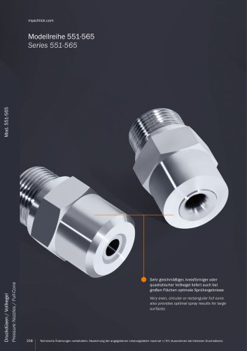 Full-cone nozzles model 551-556