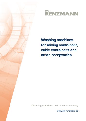 Washing machines for mixing containers, cubic containers and other receptacles