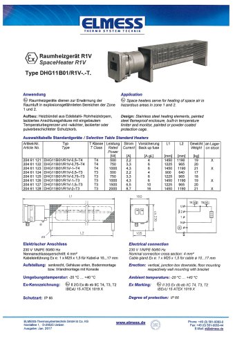 Ex-Space Heater vertical R1V