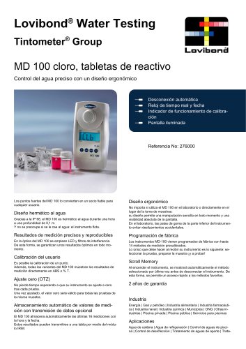 MD 100 cloro, tabletas de reactivo