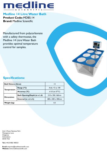 Medline 14 Litre Water Bath