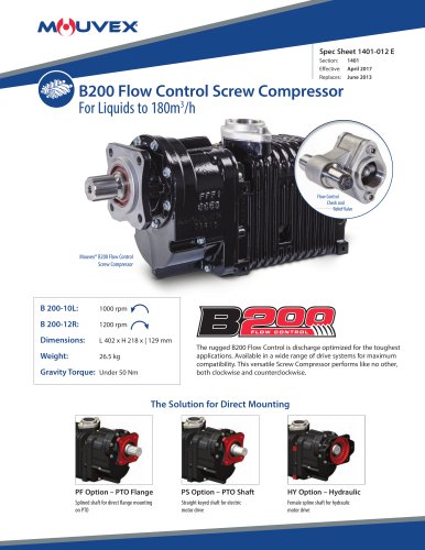 B200 Flow Control Screw Compressor