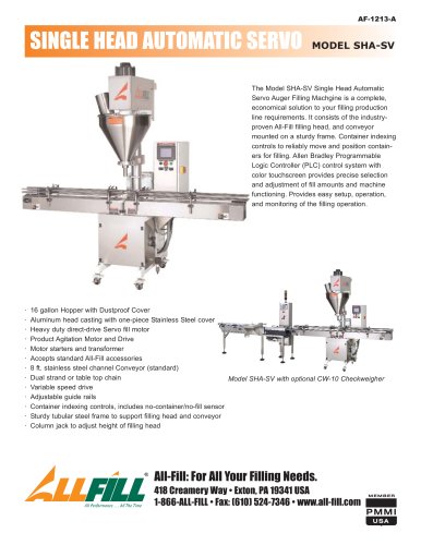 Single Head Automatic Servo Auger Filling Machine:SHA-SV