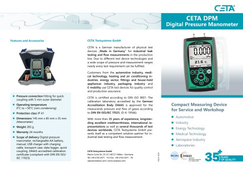 Digital Pressure Manometers CETA DPM