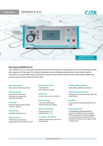 Flow Tester CETATEST 915-G