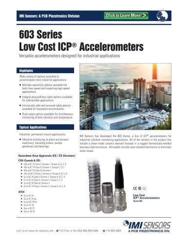 603 Series ICP® Accelerometers (Models [CS][EX]603CXX)