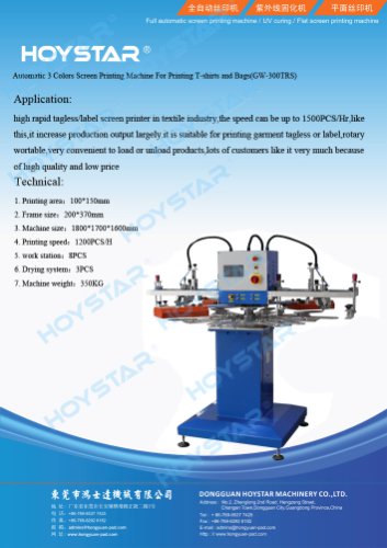 3 Colors Screen Printing Machine for Printing Bags and T-shirts