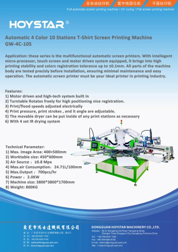 Automatic 4 Color With 10 Station T Shirt Screen Printing Machine