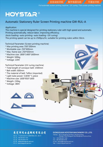 Automatic Stationery Ruler Screen Printing machine GW-RUL-A