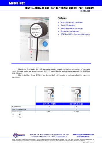 Optical port reader IEC1107/RS232