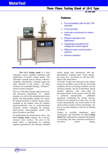 Three-phase testing stand of LS-3 type