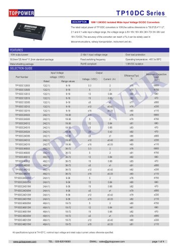 TP10DC series 10W DC/DC converter