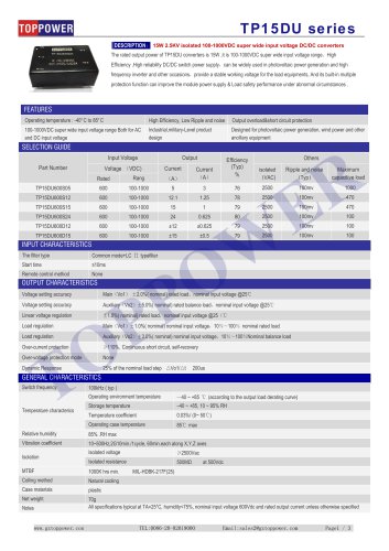 TP15DU series 15W DC-DC converter