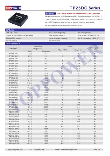 TP25DG series 25W DC-DC converter