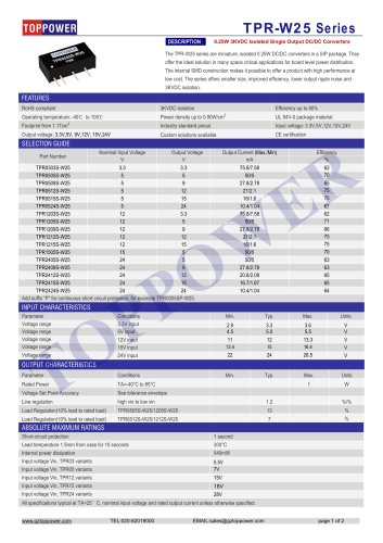 TPR-W25 series 0.25W DC/DC